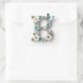 Elegante Florale Dein Monogramm B Papier Aufkleber (Tasche)