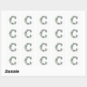 Elegante Florale Dein Monogramm C Papier Aufkleber (Blatt)