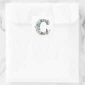Elegante Florale Dein Monogramm C Papier Aufkleber (Tasche)