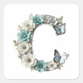 Elegante Florale Dein Monogramm C Papier Aufkleber (Vorderseite)