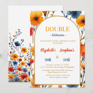 Elegante florale Doppelgemeinschaft Geburtstagsfei Einladung