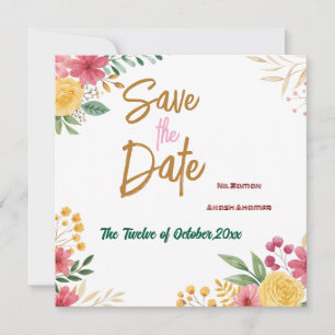 Elegante florale Doppelname Save-the-Date-Karte Save The Date