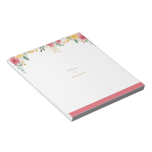 Elegante Florale Doppelnamen-Junggesellinnenabschi Notizblock