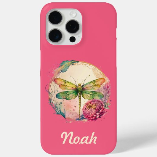 Elegante florale Dragonfly mit Individuelle Name Case-Mate iPhone Hülle (Rückseite)