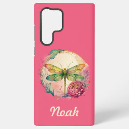 Elegante florale Dragonfly mit Individuelle Name Samsung Galaxy Hülle