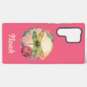 Elegante florale Dragonfly mit Individuelle Name Samsung Galaxy Hülle (Rückseite (Horizontal))