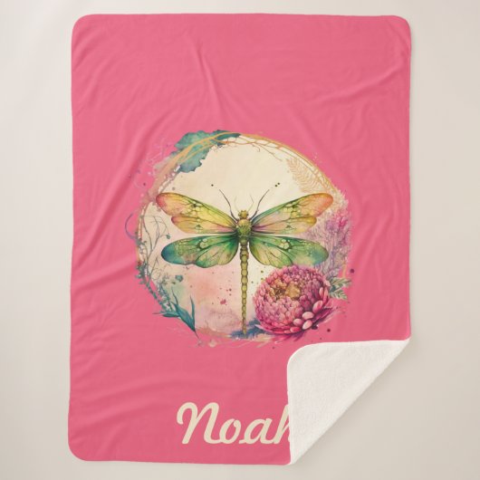 Elegante florale Dragonfly mit Individuelle Name Sherpadecke (Vorderseite)
