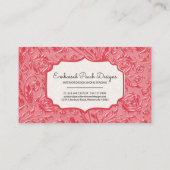 Elegante florale, dunkelrosa Visitenkarte (Rückseite)