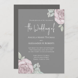 Elegante florale Dusty Rose Klassische Rose Blume Einladung