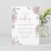 Elegante florale Dusty Rose Klassische Rose Blume Einladung (Stehend Vorderseite)