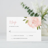 Elegante florale Dusty Rose Rosa Hochzeit RSVP Karte (Stehend Vorderseite)