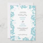 Elegante florale Edges Pale Turquoise Wedding Einladung (Vorderseite)