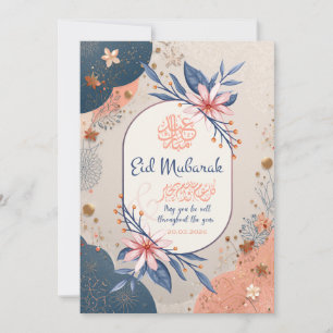 Elegante Florale Eid Mubarak Grußkarte Einladung
