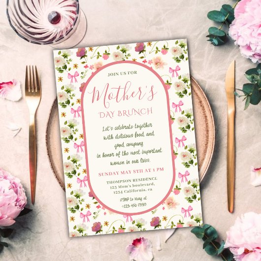 Elegante Florale Einladung zum Muttertagsbrunch