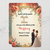 Elegante florale Einladungskarte Einladung (Vorne/Hinten)
