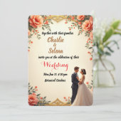 Elegante florale Einladungskarte Einladung (Stehend Vorderseite)