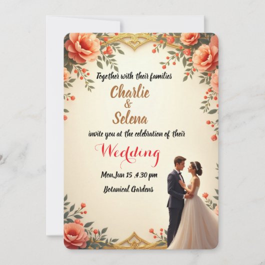 Elegante florale Einladungskarte Einladung (Vorderseite)