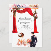 Elegante florale Einladungskarte - Romantische Hoc (Vorne/Hinten)