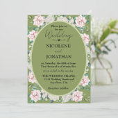 Elegante florale Embrace Hochzeit Einladung (Stehend Vorderseite)