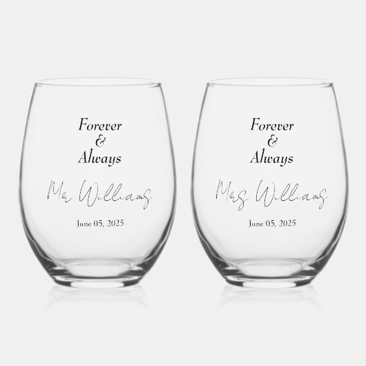 Elegante florale Embrace Hochzeit ewige Stimmen Weinglas Ohne Stiel (Vorderseite)