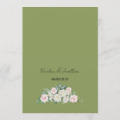 Elegante florale Embrace Wedding Menükarte (Rückseite)