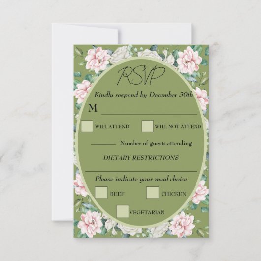Elegante florale Embrace Wedding Response Card RSVP Karte (Vorderseite)