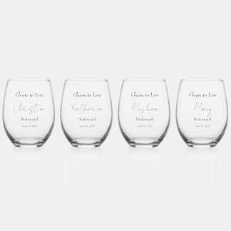 Elegante florale Embrace Wedding Weinglas Ohne Stiel