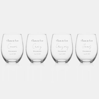 Elegante florale Embrace Wedding Weinglas Ohne Stiel