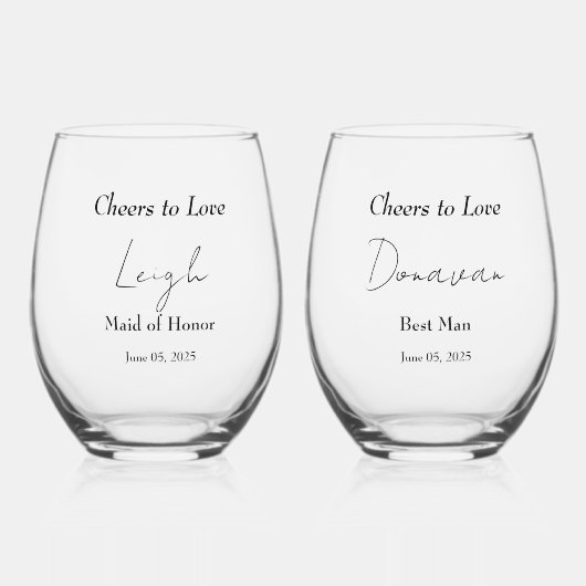 Elegante florale Embrace Wedding Weinglas Ohne Stiel (Vorderseite)