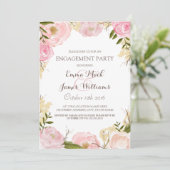 Elegante florale Engagement Party einladen Einladung (Stehend Vorderseite)