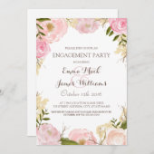 Elegante florale Engagement Party einladen Einladung (Vorne/Hinten)