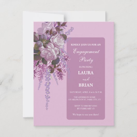 Elegante florale Engagement Party Einladung (Vorderseite)