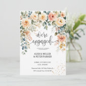 Elegante florale Engagement Party Save The Date (Stehend Vorderseite)