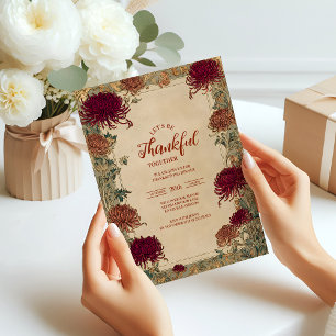 Elegante Florale Erntedankfeier Einladung