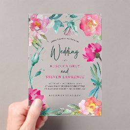 Elegante florale farbenfrohe helle Hochzeit Acryleinladungen
