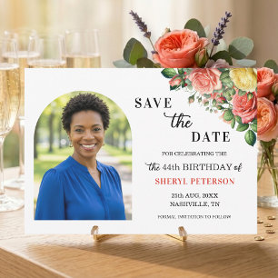 Elegante Florale Foto 44. Geburtstagsfeier  Save The Date