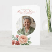 Elegante florale Foto Trauerfeier Programmheft  Karte (Vorderseite)