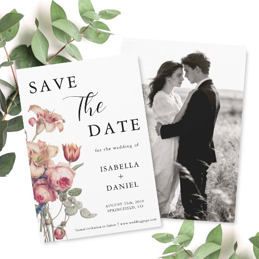 Elegante Florale Fotografie Hochzeit - Rettet das  Save The Date