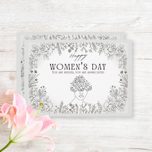 Elegante florale Frauentagsgeschichte Dankeschön Dankeskarte