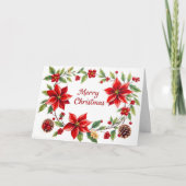 Elegante florale Frohe Weihnachten mit Pine Cones Karte (Vorderseite)