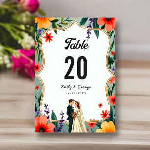 Elegante Florale Garten Braut & Bräutigam Sommerho Tischnummer