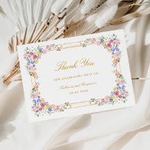 Elegante Florale Gartenhochzeits-Dankeskarten