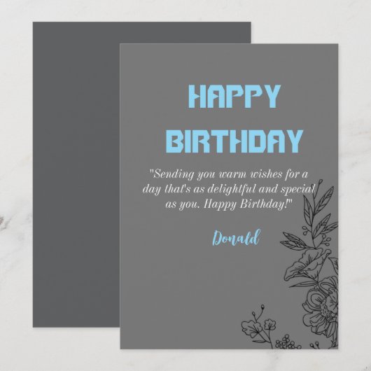 Elegante florale Geburtskarte Einladung (Vorne/Hinten)