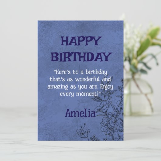 Elegante florale Geburtskarte Einladung (Stehend Vorderseite)