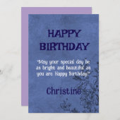 Elegante florale Geburtskarte Einladung (Vorne/Hinten)