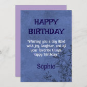 Elegante florale Geburtskarte Einladung (Vorne/Hinten)