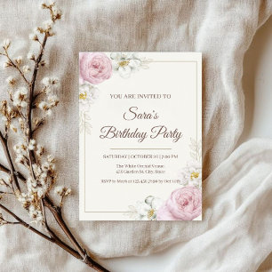 Elegante florale Geburtstagseinladung Einladung