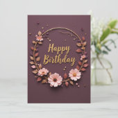Elegante florale Geburtstagskarte (Stehend Vorderseite)