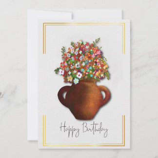 Elegante florale Geburtstagskarte - Handgefertigte Einladung