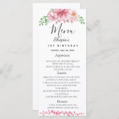 Elegante florale Geburtstagsparty Menükarte (Vorne/Hinten)